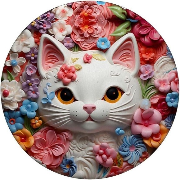 Pop Sockets for Phone Black Floral Cat Watercolor Swappable Grip & Stand Design - Picture 6 of 12